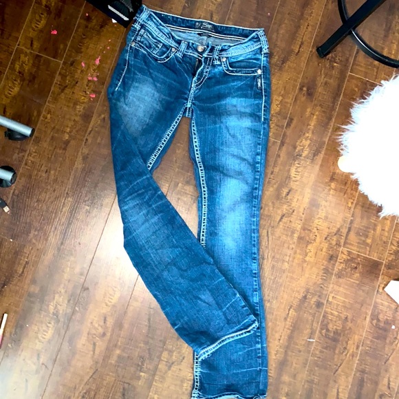 Y2K silver bootcut jeans